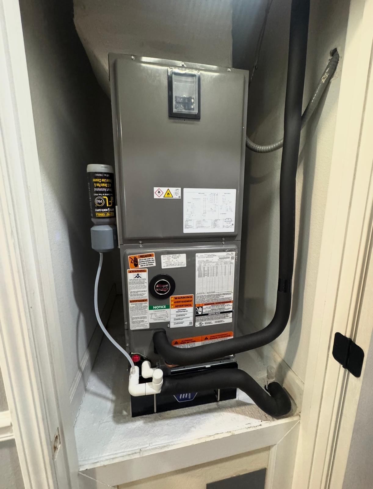 Rheem indoor air handler installation